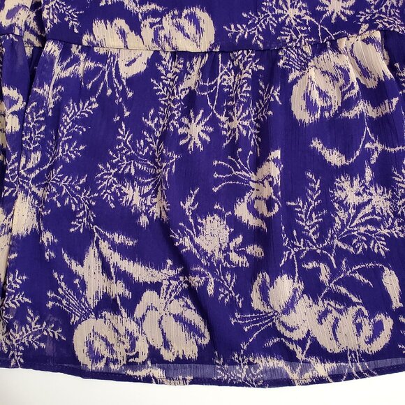ba&sh Womens Uria Midi Skirt Small Violet Floral A-Line Tiered Lined Pur… - Picture 13 of 16